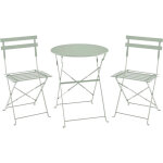 Set bistrot 2 personnes - table ronde 60 cm avec 2 chaises - acier thermolaqu� - vert