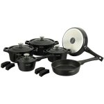 Set de casseroles marbre - 14 pieces - noir