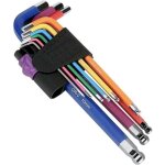 Set de cl�s allen hexagonales de 9pcs multicolores � t�te bomb�e hexagonale, cl� hexagonale professionnelle ...