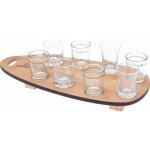 Set de collation, 8 verres sur un plateau en bambou Set de collation, 8 verres sur un plateau en bambou