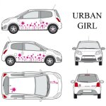 Set complet adhesifs - urban girl - rose - taille s - car deco
