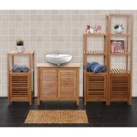 Mendler - set complet de salle de bains hwc - b18, meuble armoires tagres bambou