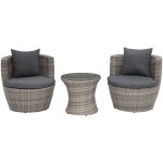 Set de jardin terrasse ou blacon en rotin gris avec coussin d'assise assortis mati�res r�sistantes aux ...