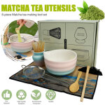 Set de matcha avec bo�te cadeau, set de th� japonais (8 pcs), fouet � matcha, support pour fouet, cuill�re ...