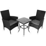 Set mobilier bistro luxe 3 pices rotin table verre tremp 2 chaises confortable terrasse jardin salon ...