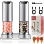 Set moulin a poivre electrique, salieres et poivrieres automatique en acier inoxydable, finesse de broyage ...