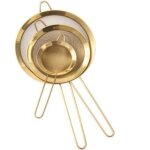 Set of 3 gold fine mesh strainers, copper baking flour sieve, stainless steel strainer, matcha tea strainer, ...
