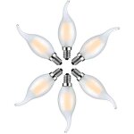 Set of 6 led flame bulbs e14, 4w, warm white, 2700k, filament candle bulbs for chandeliers, frosted glass ...