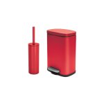 Spirella - set poubelle à pédale 5l & brosse wc akira rouge mat Spirella - set poubelle à pédale 5l & brosse wc akira rouge mat