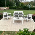 Dmora - set salon d'ext�rieur massa, salon de jardin avec 2 fauteuils, 1 canap� et 1 table basse, salon ...
