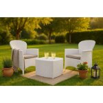 Set salon d'extrieur dkon, salon de jardin compos de 2 fauteuils et 1 table conteneur, salon effet ...