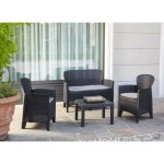 Set salon d'ext�rieur ostuni, salon de jardin compos� de 2 fauteuils, 1 canap� et 1 table basse, coin ...