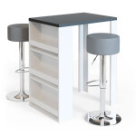 Vicco - set de table de bar, anthracite / blanc, 57 x 80 cm avec 2 tabourets de bar