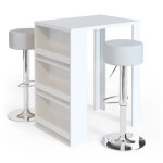 Vicco - set de table de bar, blanc, 57 x 80 cm avec 2 tabourets de bar