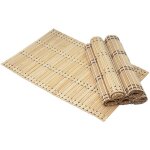 Hhg - set de table, ensemble 6 pi�ce 925, napperons, bambou, lavable 45x30cm, marron clair