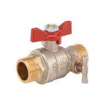 Sferaco - vanne  sphre pn25 acs manette papillon rouge mle / mle  purge 1 / 2' (15 / 21) passage ...
