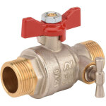 Sferaco - vanne � sph�re pn25 acs manette papillon rouge m�le / m�le � purge 1 / 2' (15 / 21) passage ...