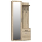 Hucoco - sheila vestiaire avec miroir entre / hall armoire + porte - manteau hall d'entre rangements ...
