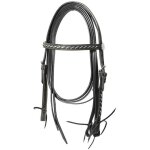 Shetland, marron: bridon western droit avec inserts argent�s et r�nes compl�tes