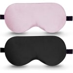 Shining house lot de 2 masques de sommeil, pour les yeux, en soie pure naturelle avec sangle r�glable, ...