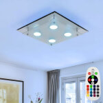 Etc - shop - lampe de plafond avec variateur et t�l�commande, chrome, lampe de salon en verre, ampoules ...
