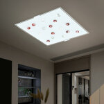 Etc - shop - plafonnier led verre salon plafonnier carr� moderne blocs de verre rouge, acier blanc, 12w ...