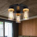 Etc - shop - plafonnier salon plafonnier lampe de salle � manger lampe de couloir, m�tal verre bois fum�e ...