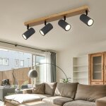 Etc - shop - spot de plafond 4 flammes plafonnier aspect bois gu10 plafonnier salon avec spots orientables, ...