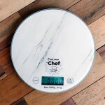 Balance de cuisine ronde numrique - 5kg - cran lcd - effet marbre