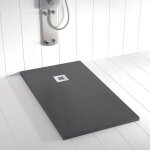 Receveur de douche resine ples anthracite - 90x120 cm - grille + valve offerte