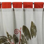 Sienna - rideau en coton � pattes imprim� nature rouge - beige 140x260