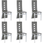 Sifree - lot de 6 chaises gris pour salle à manger , salon , cuisine en simili style contemporain - hauteur ... Sifree - lot de 6 chaises gris pour salle à manger , salon , cuisine en simili style contemporain - hauteur ...