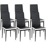 Sifree�lot de 6 chaise de salle � manger haut dossier confortable noir / blanc