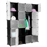 Sifree armoire penderie 20 cubes langria modulable meuble etagres de rangement motif de fleur boucl ...