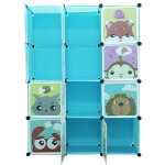 Sifree�armoire penderie plastique enfants bieu, 12 cubes armoire etag�re meuble de rangement pour v�tements ...