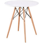 Sifree�table � manger ronde de 2 � 4 personnes scandinave blanc laqu� + pieds en bois h�tre massif - ...