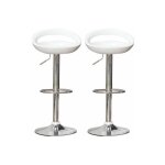 Tabouret de bar lot de 2 reglables en plastique abs blanc, hauteur reglables sur poignee 84 - 104 cm Tabouret de bar lot de 2 reglables en plastique abs blanc, hauteur reglables sur poignee 84 - 104 cm