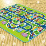 Tapis de jeu rectangle gant circuit voiture de course 160x130cm pour bb enfant - sifree