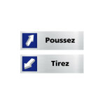 Signaletique. biz france - lot de 2 pictogrammes de porte tirez / poussez (q0437). - plaque aluminium ...