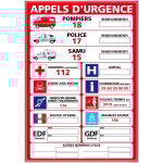 Signaletique. biz france - panneau appels d'urgence  complter ? pvc 1, 5 mm ? 210 x 300 mm