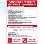 Panneau consignes chaufferie  complter ? adhsif ? 300 x 420 mm