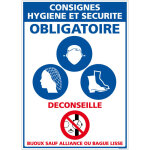 Signaletique. biz france - panneau consignes hygine et scurit - epi obligatoires - adhsif - 300 x ...