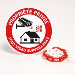 Signaletique. biz france - panneau propri�t� priv�e sous vid�osurveillance 24h / 24 disque rigide pr�perc� ...