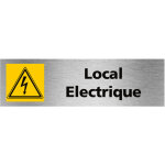 Signaletique. biz france - pictogramme local electrique (q0475). - adh�sif aspect aluminium bross� -