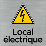 Signaletique. biz france - pictogramme local �lectrique (q1063). - adh�sif aspect aluminium bross� -