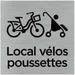 Signaletique. biz france - pictogramme local v�los et poussettes (q1032). - adh�sif aspect aluminium ...