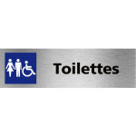Signaletique. biz france - pictogramme toilettes homme femme pmr (q0479). - adh�sif aspect aluminium ...