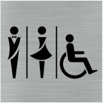 Signaletique. biz france - pictogramme toilettes hommes / femmes / pmr (q1053). - adh�sif aspect aluminium ...