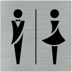 Signaletique. biz france - pictogramme toilettes hommes / femmes (q1052). - adh�sif aspect aluminium ...