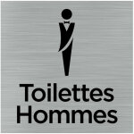 Signaletique. biz france - pictogramme toilettes hommes (q1057). - adh�sif aspect aluminium bross� -